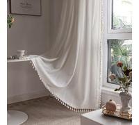 KOEXM Rideaux semi-occultants en lin de style bohème et rustique pour chambre à coucher et salon - 2 panneaux de rideaux de fenêtre en coton et lin - 140 x 243 cm (l x L)