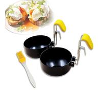 Kofebe Lot de 2 pocheuses à œufs pliantes, antiadhésives, cuiseurs à œufs pochés, ronds de cuisine, moules à œufs avec oreilles pliables à suspendre pour la cuisine