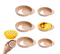 Kofebe Moulle Tartelettes Mini Lot de 6 Moule a Tarte à Fond Amovible Revêtement Antiadhésif Acier au Carbone pour Quiche Gateau Tartelette Moule Pizza Plat a Quiche Moule de Cuisson(Guillot)