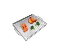 Kofebe Poêle à griller antiadhésive pour barbecue en plein air, plateau de barbecue perforé avec poignées pour légumes, poissons, viande, fruits de mer (38,1 x 28,9 cm)