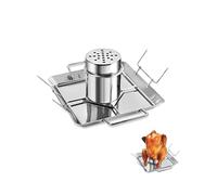 Kofebe Support vertical pour canette de bière, support de rôtissoire de poulet pour grill, grille de barbecue en acier inoxydable avec poêle d'égouttement, boîte à bière, pics de légumes