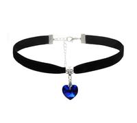 KOFISNI Collier ras du cou gothique en velours avec cœur d'amour pour femme - Collier ras du cou en cristal avec petit cœur - Collier ras du cou sorcière mariée vampire - Bijoux cadeau pour femme, one