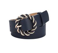 KOFORD Ceintures en cuir PU de couleur unie pour femmes de 105cm avec boucle ardillon ronde pour robe de dames, jeans, Bleu marine