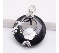 KOFORD Pierres Naturelles Pendentif for Collier Femmes Rond Creux Gravé Fleur Feuille Rose Quartz Onyx Cristal Donut Perle Reiki Bijoux 1 Pcs (Color : 3)