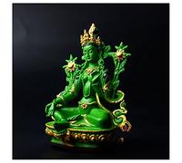 KOFSOL Fox 13,5 cm Statue Verte de Tara Bouddha, amulette Peinte en résine, décoration de la Maison, transporte la Statue Verte de Tara Bouddha avec Vous for la sécurité