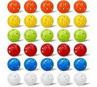 Kofull Lot de 24 balles de plastique avec circulation d'air Balle de golf à trous Balles perforées Balles colorées Jouets Boules de billard Pour animaux de compagnie enfants 40 mm, couleurs mixtes