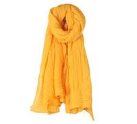 Kofun Foulards Longs, Femmes de Couleur Unie Longue écharpe Wrap Coton Vintage Lin Grand châle Hijab élégant Jaune