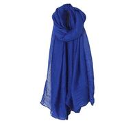 KOFUN Foulards Longs, Femmes de Couleur Unie Longue écharpe Wrap Coton Vintage Lin Grand châle Hijab élégant Bleu Royal