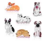 Kogcmeetl Lot de 6 pinces à cheveux pour chien, jolies petites pinces à cheveux pour cheveux courts et longs, pinces à cheveux en acétate de cellulose pour femmes, filles et amoureux des chiens