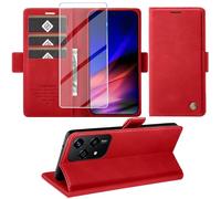 KOGENG Coque pour Honor 200 Lite, Magnétique Housse en Cuir PU Premium Etui à Rabat, Pochette de Flip Portefeuille Antichoc Coque Protection Telephone pour Honor 200 Lite 5G Case (Rouge)
