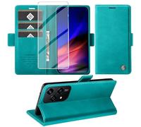 KOGENG Coque pour Honor 200 Lite, Magnétique Housse en Cuir PU Premium Etui à Rabat, Pochette de Flip Portefeuille Antichoc Coque Protection Telephone pour Honor 200 Lite 5G Case (Cyan)