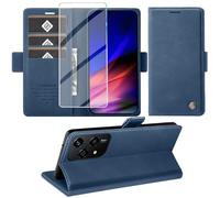 KOGENG Coque pour Honor 200 Lite, Magnétique Housse en Cuir PU Premium Etui à Rabat, Pochette de Flip Portefeuille Antichoc Coque Protection Telephone pour Honor 200 Lite 5G Case (Bleu)