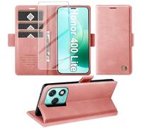 KOGENG Coque pour Honor 400 Lite, Magnétique Housse en Cuir PU Premium Etui à Rabat, Pochette de Flip Portefeuille Antichoc Coque Protection Telephone pour Honor 400 Lite 5G Case (Rose)