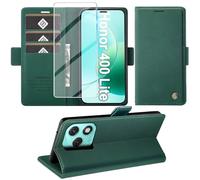 KOGENG Coque pour Honor 400 Lite, Magnétique Housse en Cuir PU Premium Etui à Rabat, Pochette de Flip Portefeuille Antichoc Coque Protection Telephone pour Honor 400 Lite 5G Case (Vert)