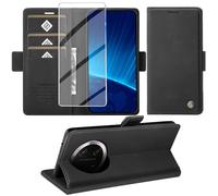 KOGENG Coque pour Honor Magic 7 Lite, Magnétique Housse en Cuir PU Premium Etui à Rabat, Pochette de Flip Portefeuille Antichoc Coque Protection Telephone pour Honor Magic 7 Lite 5G Case (Noir)