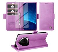 KOGENG Coque pour Honor Magic 7 Lite, Magnétique Housse en Cuir PU Premium Etui à Rabat, Pochette de Flip Portefeuille Antichoc Coque Protection Telephone pour Honor Magic 7 Lite 5G Case (Violet)