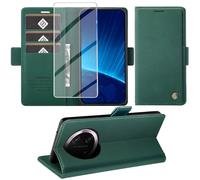 KOGENG Coque pour Honor Magic 7 Lite, Magnétique Housse en Cuir PU Premium Etui à Rabat, Pochette de Flip Portefeuille Antichoc Coque Protection Telephone pour Honor Magic 7 Lite 5G Case (Vert)
