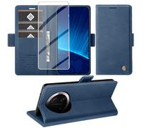 KOGENG Coque pour Honor Magic 7 Lite, Magnétique Housse en Cuir PU Premium Etui à Rabat, Pochette de Flip Portefeuille Antichoc Coque Protection Telephone pour Honor Magic 7 Lite 5G Case (Bleu)
