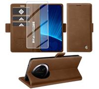 KOGENG Coque pour Honor Magic 7 Lite, Magnétique Housse en Cuir PU Premium Etui à Rabat, Pochette de Flip Portefeuille Antichoc Coque Protection Telephone pour Honor Magic 7 Lite 5G Case (Brun)