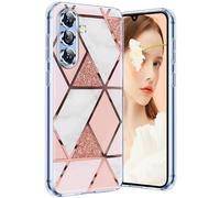 KOGENG Coque pour Samsung A16 5G Marbre Silicone Paillette Antichoc Housse Anti-Rayures Protection Bumper Case Ultra Fine Souple Anti-Choc Étui pour Samsung Galaxy A16 5G Coque Mince (Rose)