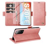 KOGENG Coque pour Samsung Galaxy S20 FE, Magnétique Housse en Cuir PU Premium Etui à Rabat, Pochette de Flip Portefeuille Antichoc Coque Protection Telephone pour Samsung S20 FE 5G Case (Rose)