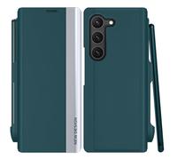 KOGENG Coque pour Samsung Galaxy Z Fold 6 avec Porte-S Pen, Magnétique Housse en Cuir PU Premium Etui à Rabat, Antichoc Flip Pochette Protection Telephone pour Samsung Z Fold 6 5G Case (Vert)