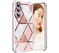 KOGENG Coque pour Samsung S24 FE 5G Marbre Silicone Paillette Antichoc Housse Anti-Rayures Protection Bumper Case Ultra Fine Souple Anti-Choc Étui pour Samsung Galaxy S24 FE 5G/4G Coque Mince (Rose)