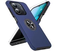 KOGENG Coque pour Xiaomi Redmi 15C avec Verre Trempé, Anneau Support Anti-Chut Étui de Protection Case Full Protection de la Caméra pour Redmi 15C 5G Telephone Housse (Bleu)