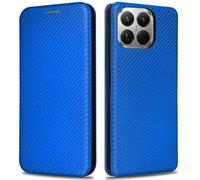 KOGENG Étui de protection pour téléphone portable Xiaomi 15T - Avec compartiment pour cartes - Blocage RFID - Texture en fibre de carbone - Magnétique - À rabat - Bleu