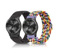 KoGiio 20mm Bracelet pour Garmin Vivoactive 5/Venu Sq 2 Music/Venu Sq 2/Vivomove Trend,[2 Pièces] Tressé Bracelets de Remplacement pour Garmin Forerunner 245/245 music-étoile noire & Arcenciel