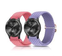 KoGiio 20mm Bracelet pour Garmin Vivoactive 5/Venu Sq 2 Music/Venu Sq 2/Vivomove Trend,[2 Pièces] Tressé Bracelets de Remplacement pour Garmin Forerunner 245/245 music-Lavande & Rose