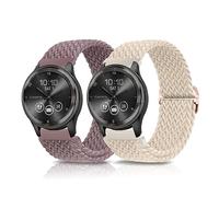 KoGiio 20mm Bracelet pour Garmin Vivoactive 5/Venu Sq 2 Music/Venu Sq 2/Vivomove Trend,[2 Pièces] Tressé Bracelets de Remplacement pour Garmin Forerunner 245/245 music-Blanc & Violet foncé