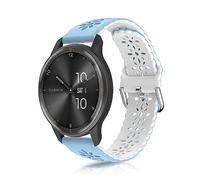KoGiio 20mm Bracelet pour Garmin Vivoactive 5/Venu Sq 2/Sq 2 Music/2 Plus/Vivomove Trend/Sport, Double face Soft Silicone Respirant Sangle Bracelet pour Garmin Forerunner 245/645/245 music Bleu Blanc