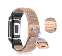 KoGiio Bracelet Compatible avec Fitbit Charge 6/5, Magnétique Tressé de Remplacement pour Hommes Femmes - Couleur Thé au Lait