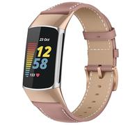 KoGiio Bracelet en Cuir pour Fitbit Charge 5/6, Compatible Hommes et Femmes - Rose