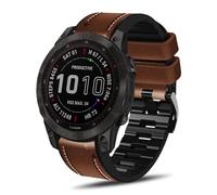 KoGiio Bracelet QuickFit 22mm pour Garmin Instinct 45mm/Instinct 3 Solar/Fenix 8 47mm/Fenix E/Quatix 7 Pro, Bracelet 2 en 1 en Cuir et Silicone Brun