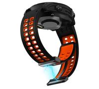 KoGiio Bracelet QuickFit 26mm pour Garmin Descent Mk3i 51mm/ Epix 2 Pro 51mm / tactix 7 AMOLED/Fenix 7X Pro Solar / 7X /Fenix 6X(GPS/Pro), Silicone Magnétique Bracelet de Remplacement - Noir/Orange