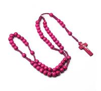 KOGMMYSEVP Chapelet chrétien en bois avec perles colorées pour homme et femme pasteur, 20inches