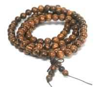 KOGMMYSEVP Chapelet de méditation unisexe en bois naturel Mala perles de prière bouddhiste collier bracelet homme femme bijoux, 8 mm