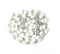 KOGMMYSEVP Chapelet de perles acryliques blanches en riz avec médaille de calice pour prières chrétiennes, full length 56cm/22"
