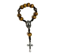 KOGMMYSEVP Chapelet de prière en perles de bois fait à la main avec croix du Brésil pour baptême