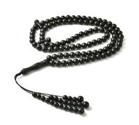 KOGMMYSEVP Chapelet de prière musulman en bois naturel de coco naturel 99 perles de prière en bois d'ébène, 55cm