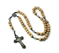 KOGMMYSEVP Chapelet de prière transfrontalier fait à la main pour baptême, perles en bois avec pierre principale en diamant, style religieux bouddhiste de Pâques