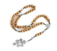 KOGMMYSEVP Chapelet en bois crucifix pour catholicisme, religieux, chapelet de prière, perles de prière, croix chrétienne, bijoux Jésus-Christ
