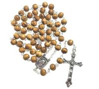 KOGMMYSEVP Chapelet en bois d'olivier avec perles de 7 mm, chapelet en pin, collier, more than 40cm