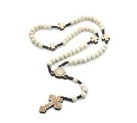 KOGMMYSEVP Chapelet en bois fabriqué à la main avec perles de prière religieuses en bois et perles en bois, bijoux religieux [N6687_1]