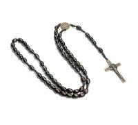 KOGMMYSEVP Chapelet en bois fait à la main - Médaille de saint Jésus - Croix religieuse - Bijoux de prière, rosary