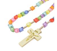 KOGMMYSEVP Chapelet personnalisé multi style enfants couleur couleur collier corde de prière croix en bois collier mode, Cross 42*24mm