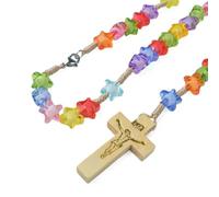 KOGMMYSEVP Chapelet personnalisé multi style enfants couleur couleur collier corde de prière croix en bois collier mode, Cross 42*24mm