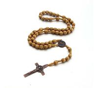 KOGMMYSEVP Collier avec pendentif coloré en bois naturel classique pour homme et femme - Chapelet religieux fait main